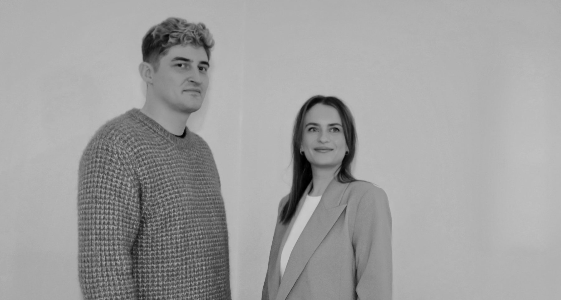 The founders of Fevi — black and white portrait